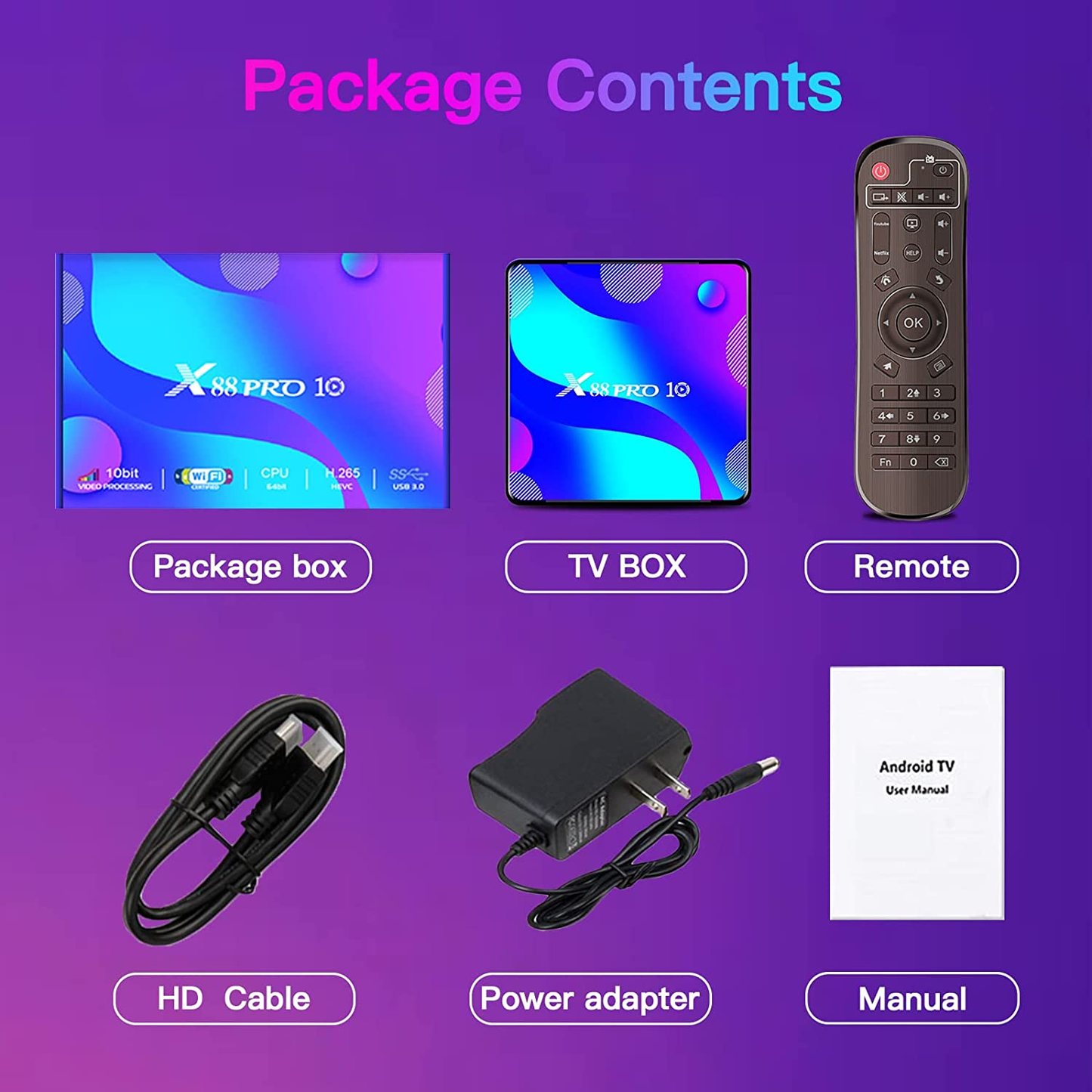 X88 Pro 10 Android 11 TV Streaming 4K Media Box 4GB RAM and 32GB ROM