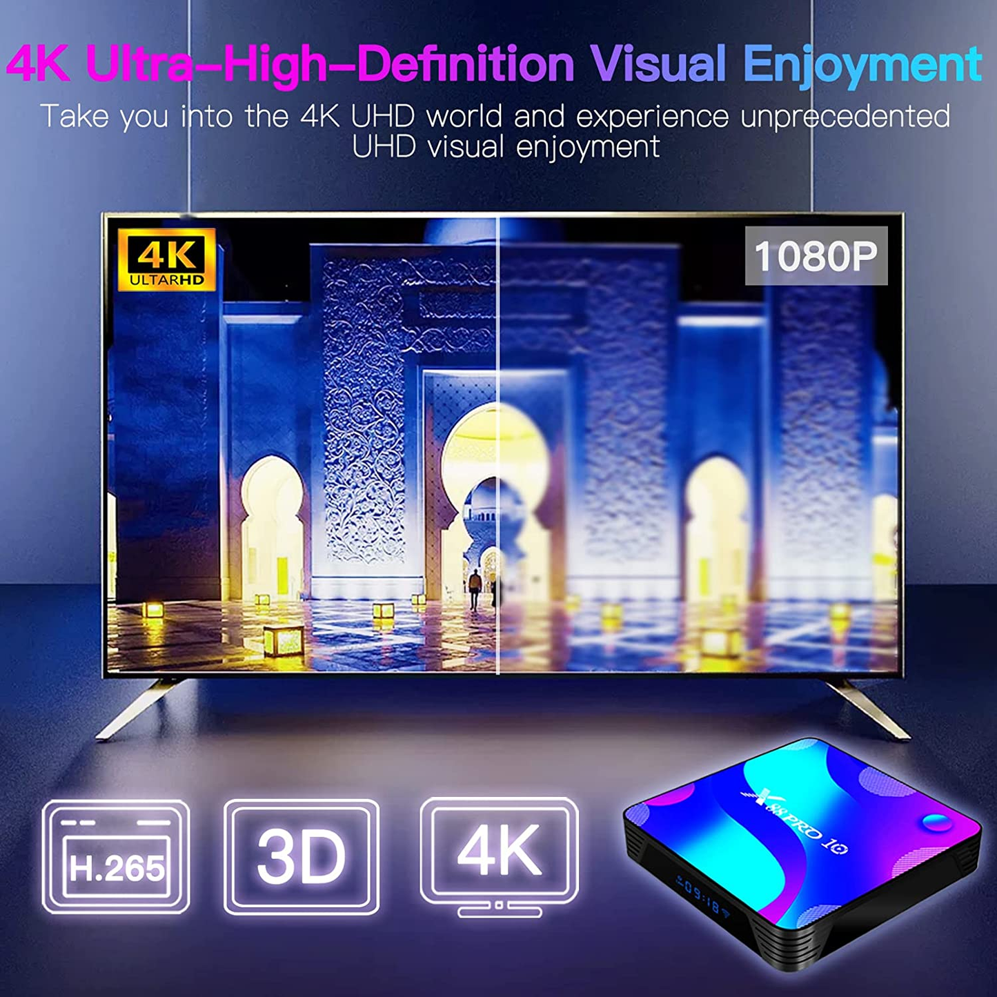 X88 Pro 10 Android 11 TV Streaming 4K Media Box 4GB RAM and 32GB ROM